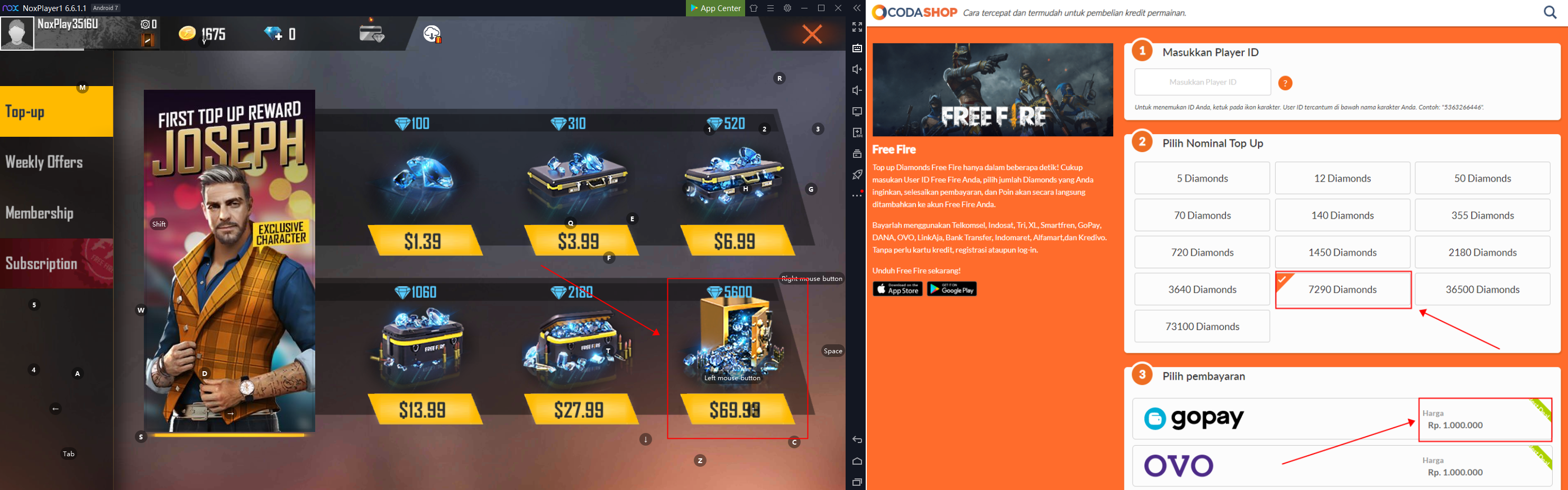 Mainkan Garena Free Fire Di Pc Dengan Noxplayer Top Up Dengan Codashop Noxplayer